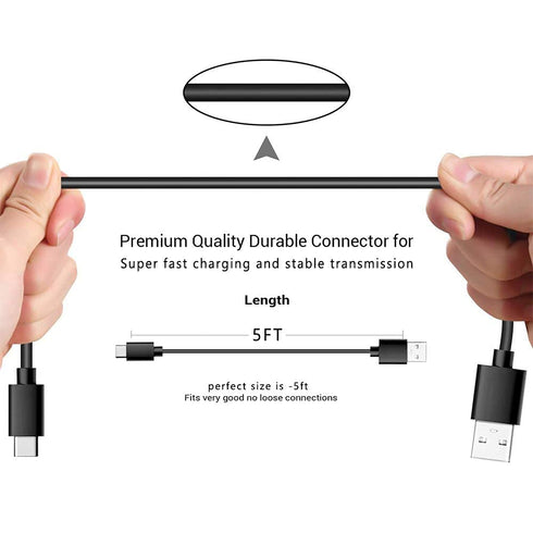 USB C Fast Wall Charger & Cable for T-Mobile REVVL 6 PRO 5G, Alcatel TCL 4X 5G, Sonim XP3 XP8, and more.