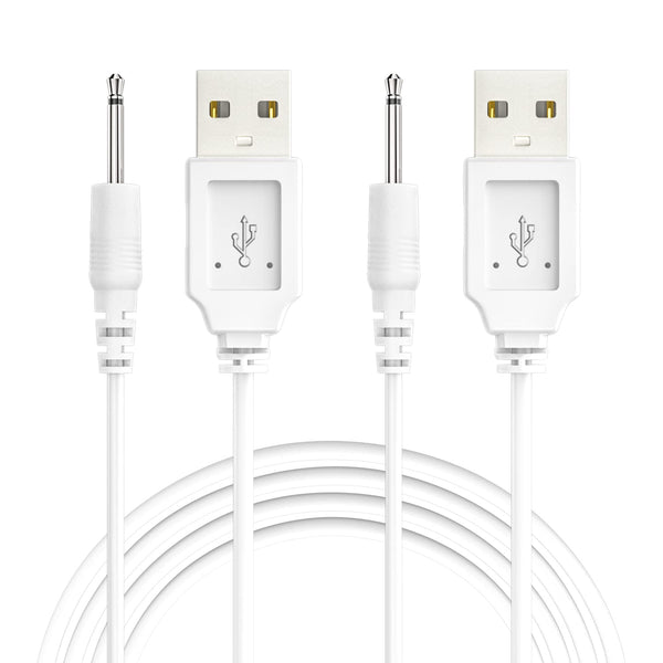 Bicmice 2.5mm USB DC Charging Cable - 2.7Ft Replacement for Massager, 2 Pack (White)