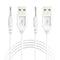 Bicmice 2.5mm USB DC Charging Cable - 2.7Ft Replacement for Massager, 2 Pack (White)