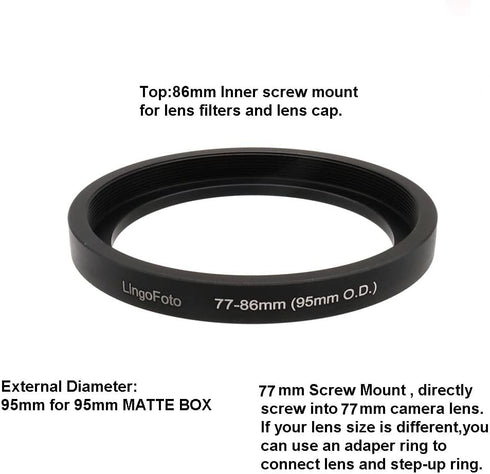 Lens Adapter, Matte Box Adapter Rings, Step Up Ring for 95mm OD Matte Box