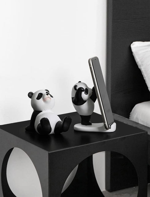 Phone Stand Desk Accessories, Resin Panda Figurines Home Decor Decorative Tabletop Ornaments Cute Phone Holder