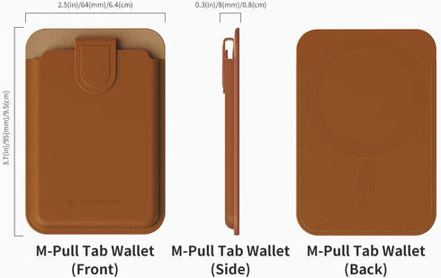 Sinjimoru Pull & Eject Magnetic Wallet for iPhone, Vegan Leather Magnetic Card Holder Compatible with MagSafe - Brown