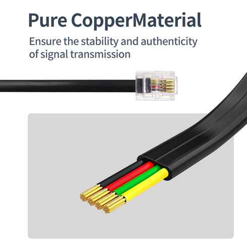 Phone Cable 10 Feet, RJ11 6P4C Connectors for Landline Phone, Fax Machine, Black, AV04605
