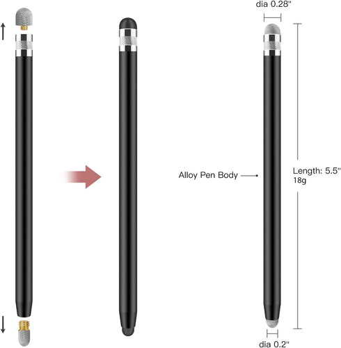 Stylus Pens for Touch Screens,Granabol Sensitivity Capacitive Stylus 4 in 1 Touch Screen Pen with 8 Extra Replaceable Tips for iPhone iPad Tablets All Universal Touch Devices(2Pcs)