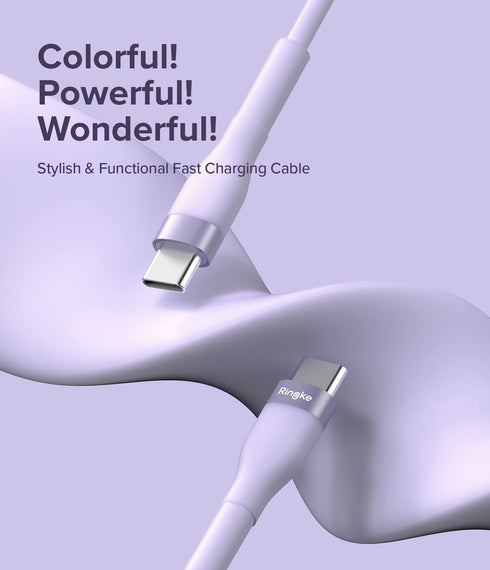 Ringke Fast Charging Pastel Cable USB C to USB C (2M / 6.56 FT) for Data Transfer, Compatible with iPhone 15 Series,