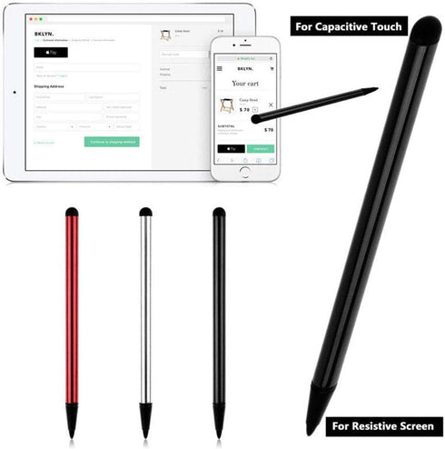 2pcs Black Stylus Pens for Touch Screens, Universal Capacitive Stylus Compatible with iPad, Samsung Galaxy