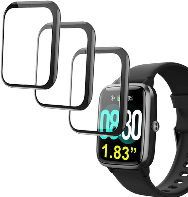 Compatible with GRV FC1 1.83” Smartwatch, 3D Screen Protectors, 3 Piece Full Coverage, Anti-shatter