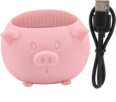 Socobeta Portable Lovely Pig Wireless Bluetooth 5.0 Speaker with Built-in Mic for Home/Travel (Pink)