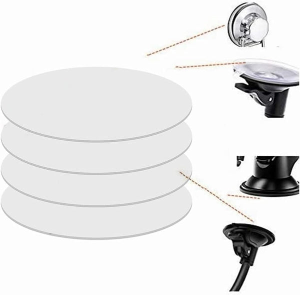 4 PCS 80mm Circular Double Side Sticker Dashboard/Windshield Pad for Suction Cup Car Phone Mount, Clear
