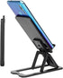 GoldenCrest Cell Phone and Tablet Stand for Desk, Slim and Fully Foldable with Adjustable Angle and Height, Sturdy