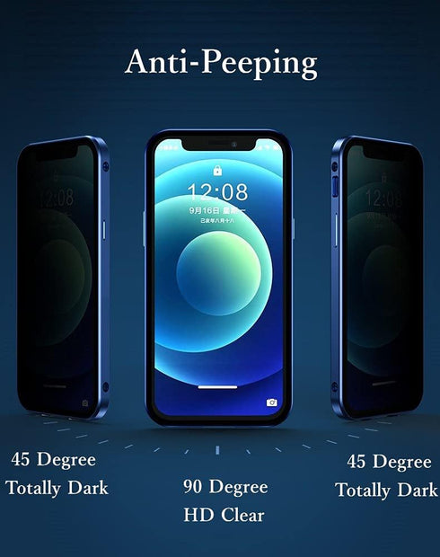 Anti-Peeping Case for iPhone 12 Pro, Camera Lens Protector Privacy Screen Aluminum Alloy Metal Bumper Glass Cover (Gold)