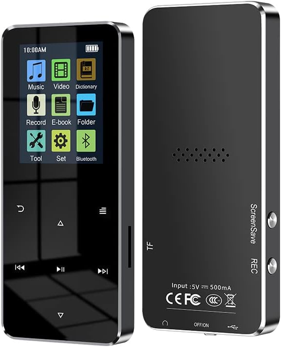 RIJAHO 64GB MP3 Player with Bluetooth 5.0 2.0 inch Screen Touch Button Portable