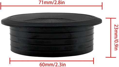 Lovelysp 2-3/8 inch Table Wire Cable Ring Hole Cover, 4PCS Black Plastic Organizer for Office PC Desk