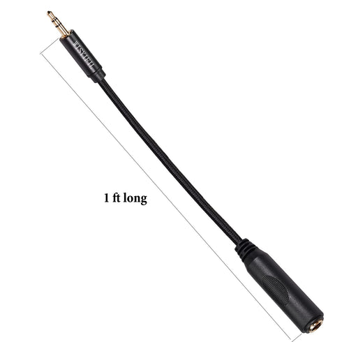 1ft 1/4 to 3.5mm Cable, Quarter inch (6.35mm) Female to 3.5mm Male Adapter, 2-Pack Nylon Braided Cable