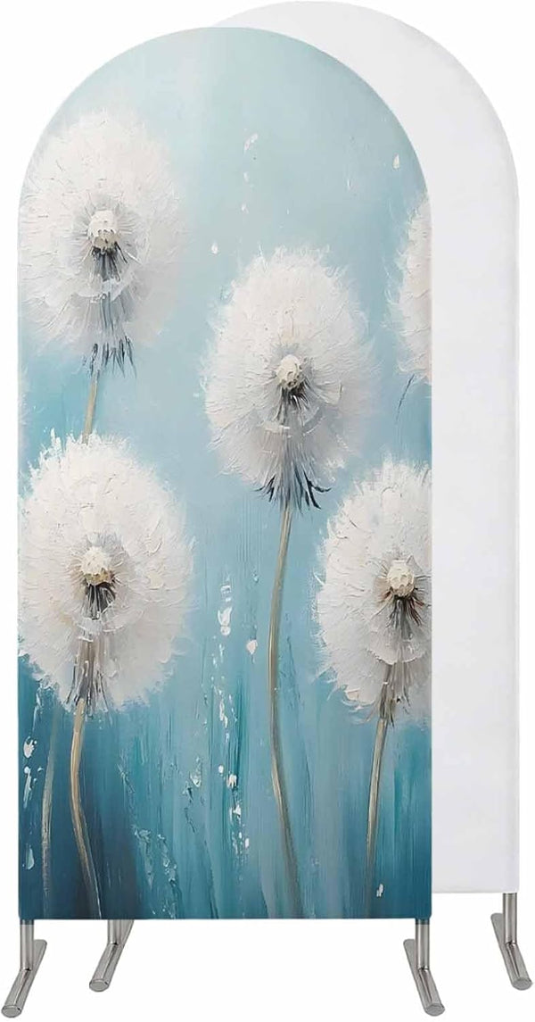 Jnbasdffb White Spring Floral Wedding Arch Cover,Stretchy Spandex Arch Backdrop Stand Covers 6