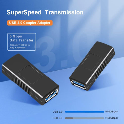 Oxsubor SuperSpeed USB 3.0 Coupler Adapter Type A Female to Female Bridge Extension Connector (2PCS)