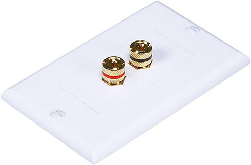 iMBAPrice (5 Pack) Premium 2 Connector Banana Wall Plate - Banana Plug Binding Post Wall Plate for Speakers white by iMBAPrice