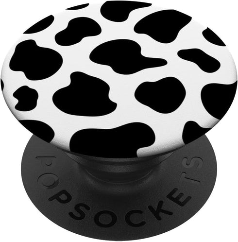 Cow Pattern Print PopSockets Standard PopGrip, Black White Design