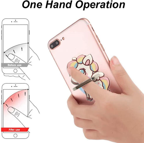 4-Pcs Phone Ring Holder Stand, Cute Animal Dogs Cats Butterfly 360 Rotation Grip for Cellphones