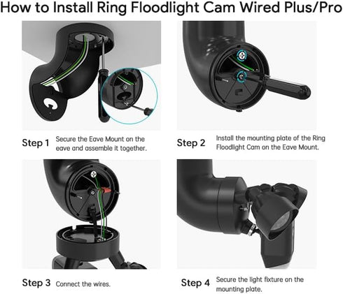 Wall Mount for Ring Floodlight Camera, Adjustable Angle Eave Mount for Indoor/Outdoor Use