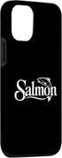 Minimalist Salmon Fishing Graphic Design 12/12 Minimalist White Salmon Fishing Logo Graphic Case for iPhone Pro