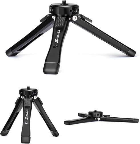 Zeadio Heavy Duty Mini Metal Tripod Stand - Universal Small Table Tripod for