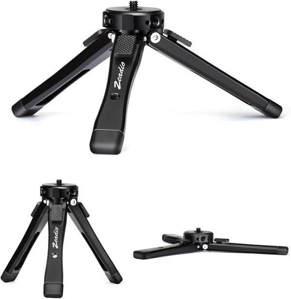 Zeadio Heavy Duty Mini Metal Tripod Stand - Universal Small Table Tripod for