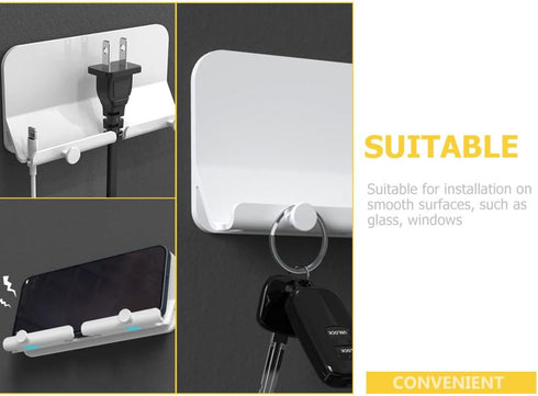 BESPORTBLE Wall Adhesive Phone Charging Stand with Hook, Smartphone Holder and Storage Organizer for Bedroom