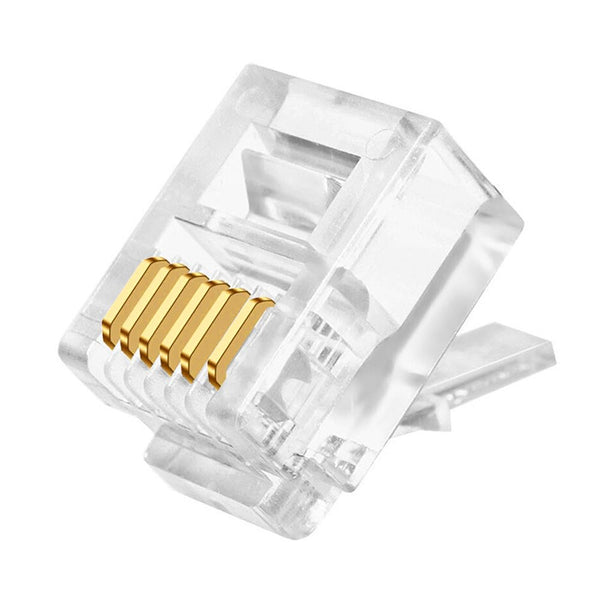 RJ12 6P6C Connectors, 25 Pieces Pack, 6 Pin Male Plug Telephone Line Cable Wire, AV00303