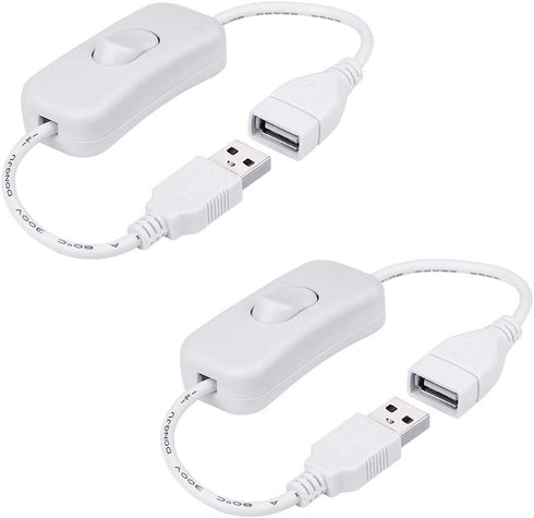 2 Pack ELECTOP Male to Female USB Cable with On/Off Switch, USB Extension Inline Rocker Switch for Driving Recorder
