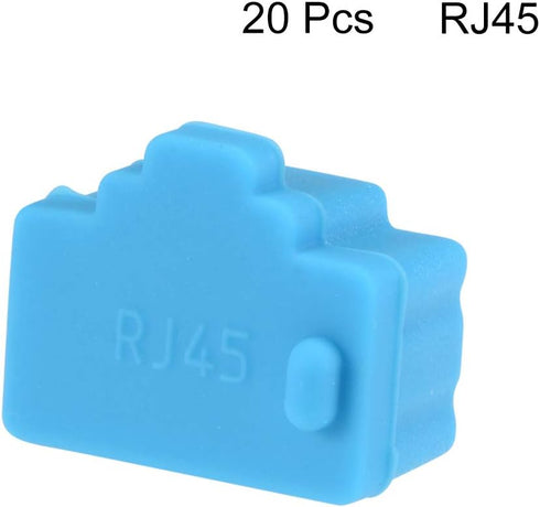 uxcell 20pcs RJ45 Silicone Protectors, Ethernet Hub Port Anti Dust Cap Cover, Blue