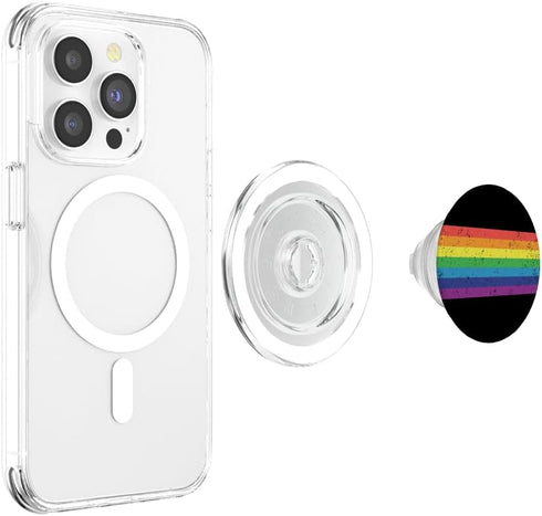 PopSockets MagSafe PopGrip for iPhone - Rainbow Flag Retro Style LGBT Gay Pride