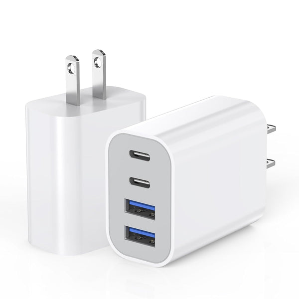 StinkLight USB Fast Charging Block, 4-Port 40W Charge Adapter for iPhone Dual USB