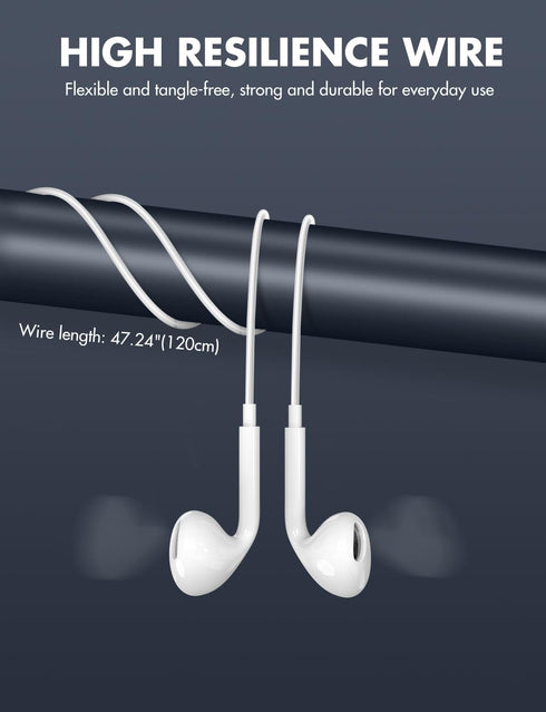 Wired Earbuds, Ultra Clear Calls & No Noise, 3.5mm Earphones with Mic, Compatible with iPhone/iPad/Android