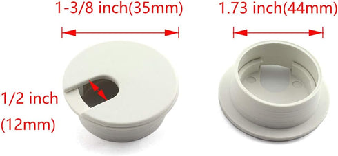 HJ Garden 2pcs Desk Wire Cord Cable Grommets - 1-3/8 inch Hole Cover for Office PC Cable Organizer