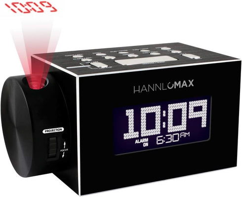 HANNLOMAX HX-108CR PLL FM Radio, Bluetooth Streaming, Time Projection, White Jumbo LCD Display, USB Port for 1A