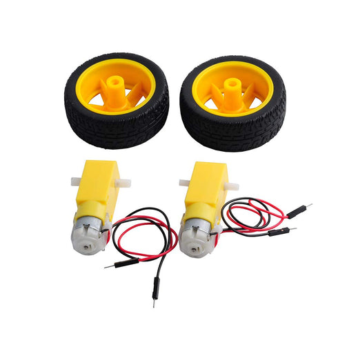 4PCS 200RPM 4PCS 1:48 3-6V (2Pin DC Gearbox Motor TT Motor with Leads + Tire Wheel Anti-interferen DC for Arduino Smart
