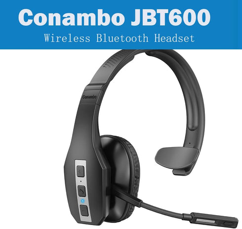 Conambo Bluetooth Headset with Microphone, Trucker Bluetooth Headset with CVC8.0 Noise Cancelling, 35Hrs HD Talktime