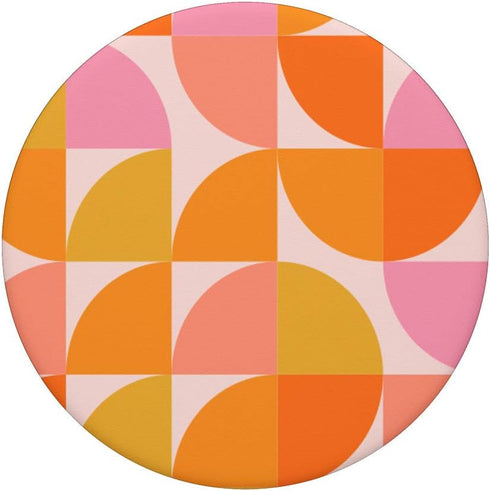 Geometric Mid Century Modern Abstract Pattern Pink Orange PopSockets PopGrip: Swappable Grip for Tablets & Phones