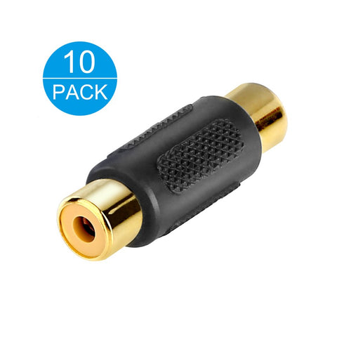 ELECTOP 10 Pack RCA Female to Female Coupler, Gold Adapter for Audio Video
