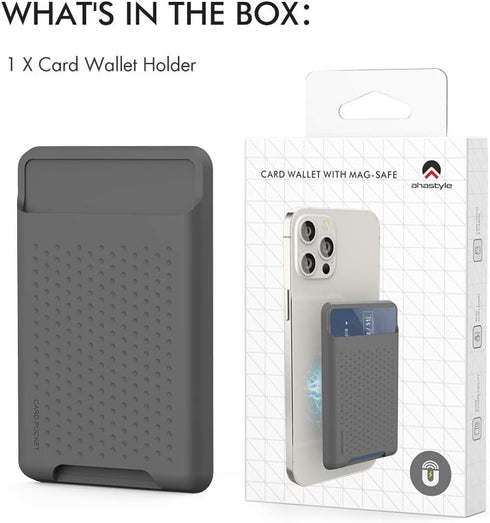 AHASTYLE MagSafe Wallet for iPhone 15/14/13/12/Pro Max/Pro/Plus/Mini, RFID Magnetic Card Holder Silicone Sleeve