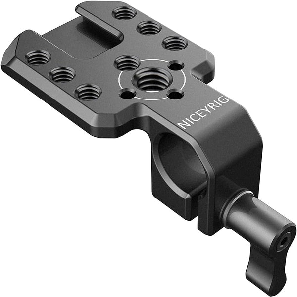 NICEYRIG 15mm Single Rod Clamp with Cold Shoe Extension Plate for Wireless Transmitter, Monitor, Mic, EVF Mount - 457