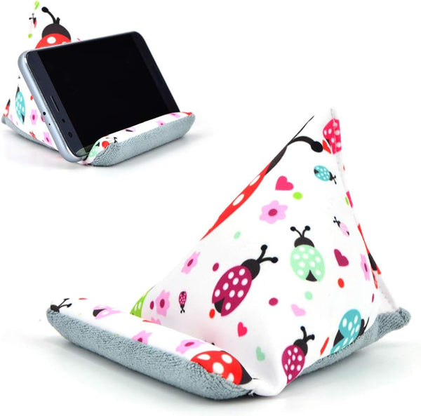 Fabric Phone Stands, Handmade Phone Pillow Holder for iPhone X and 13 - Desk Cushion (Ladybird)