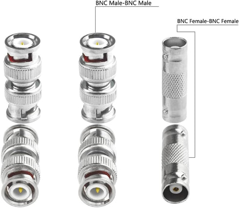 WMYCONGCONG 30 PCS BNC Connectors, Female to Female & Male to Male Coupler Adapter for CCTV Camera
