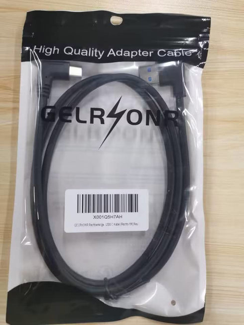 GELRHONR Right Left Angle USB Type C Cable, 90 Degree 18W Fast Charging USB A to USB C Cable (Black-Right-1M)