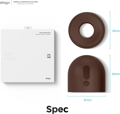 elago Silicone Cover for Google Nest Cam Outdoor/Indoor (Battery), Magnetic Mount Cover Included, Dark Brown