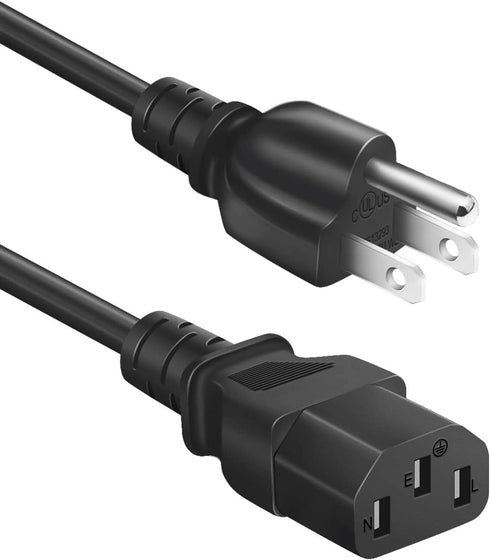Narpendu Universal 3-Prong AC Power Cable for Computer, TV, Monitor and More, 6