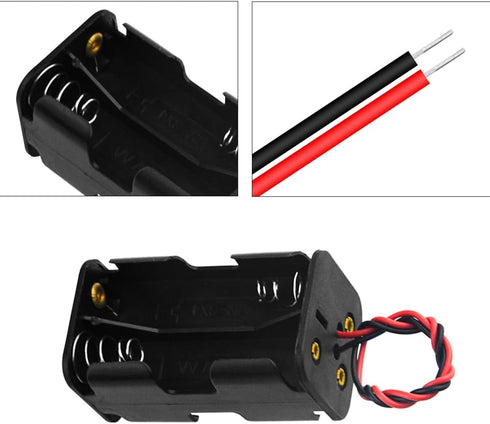 WMYCONGCONG 6 PCS 4 x 1.5V AA Battery Holder Case Box with Black Red Wire Leads
