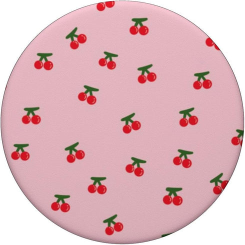 Funny & Cute Pink Smiling Cherry Pattern, PopSockets Standard PopGrip for Girls