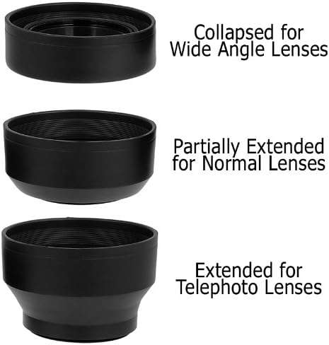 Fotodiox 3-Section Rubber Lens Hood, Sun Shade, 55mm